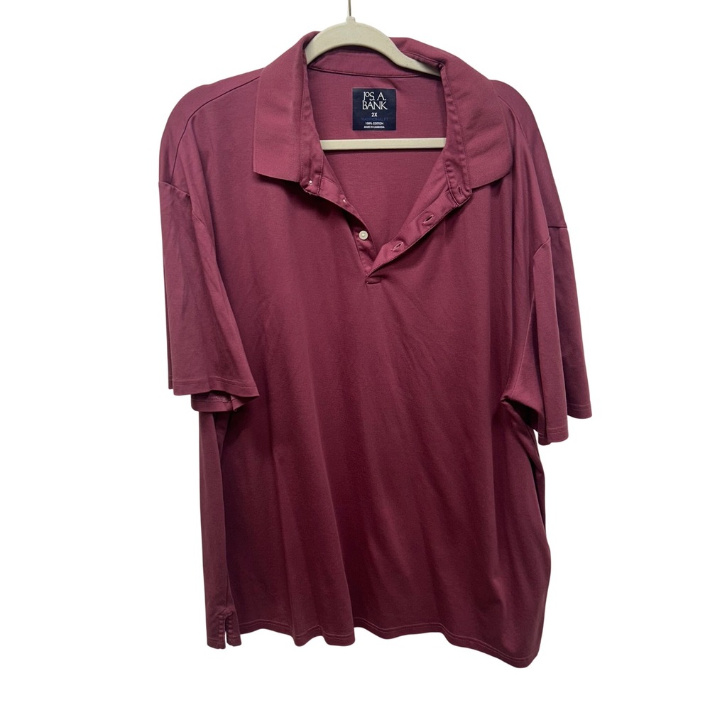 Jos A Bank Mens 2X Burgundy Short Sleeve golf Polo Shirt Traditional Fit outdoor